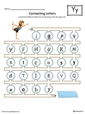 Finding and Connecting Letters: Letter Y Worksheet (Color