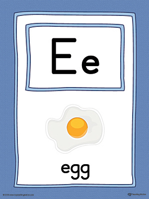 Letter E Large Alphabet Picture Card Printable (Color ...