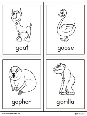 Alphabet Card For Children With The Letter G And A Goat