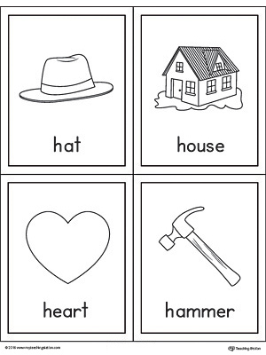 Letter H Words and Pictures Printable Cards: Hat, House ...