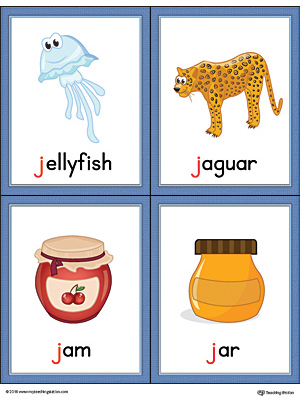 Letter J Words and Pictures Printable Cards: Jellyfish ...