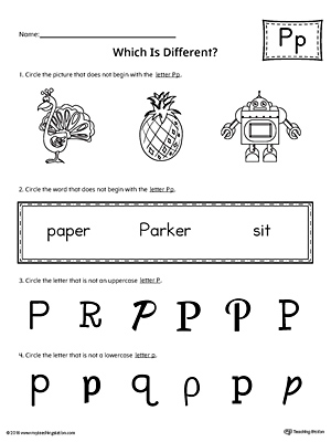 Letter P Which is Different Worksheet