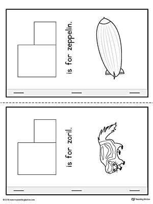 Letter Z Cut-And-Paste Printable MiniBook for Preschool