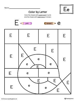 Lowercase Letter E Color-by-Letter Worksheet
