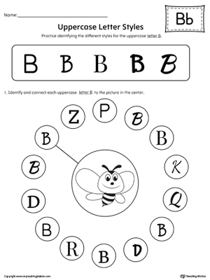 uppercase letter b styles worksheet myteachingstationcom