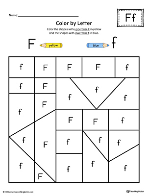 uppercase letter f color by letter worksheet