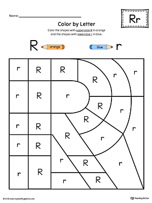 uppercase letter r color by letter worksheet
