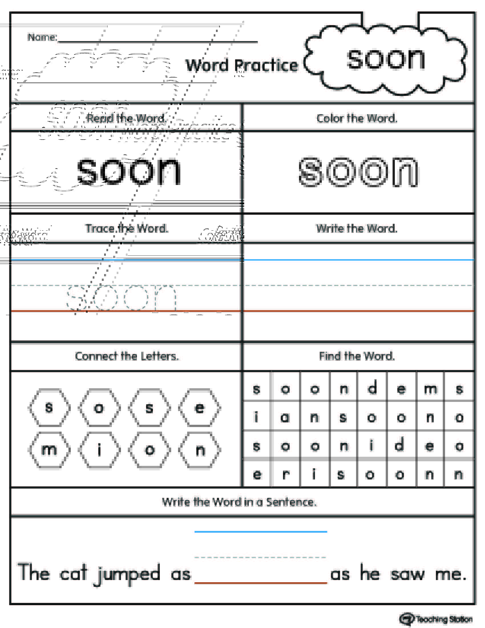 kindergarten sight words worksheets