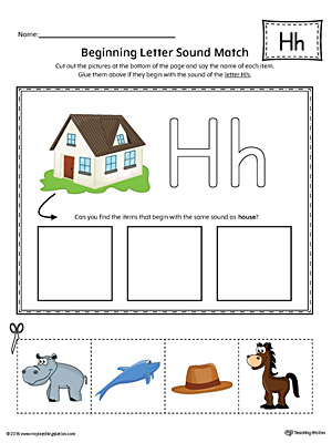 letter h beginning sound picture match worksheet color myteachingstation com