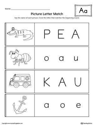 aa match preschool alphabet