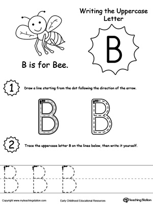 Free kindergarten writing worksheets printables PDF- letter b  Letter  worksheets for preschool, Kindergarten writing skills, Kindergarten writing