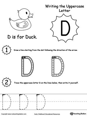 1 worksheets numbers for preschoolers tracing Lowercase Writing D   Letter MyTeachingStation.com