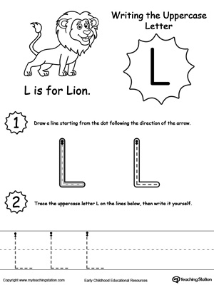 tracing and writing the letter l myteachingstationcom
