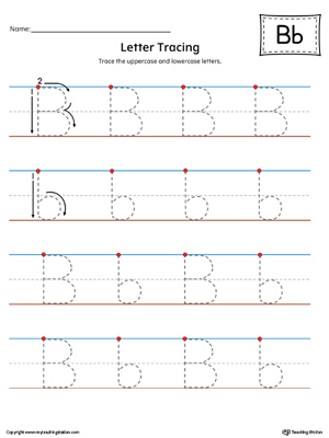 free letter b tracing printable worksheet color myteachingstation com