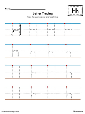 letter h tracing printable worksheet color myteachingstation com