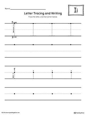 letter i tracing and writing printable worksheet myteachingstation com