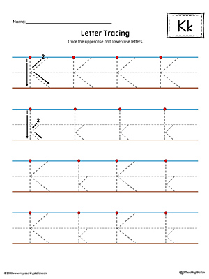letter k tracing printable worksheet color myteachingstation com