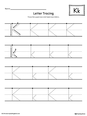 Letter K Tracing Printable Worksheet | MyTeachingStation.com
