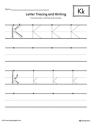 letter k tracing and writing printable worksheet myteachingstationcom