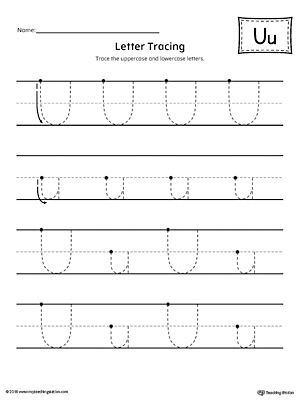 Letter U Tracing Printable Worksheet | MyTeachingStation.com