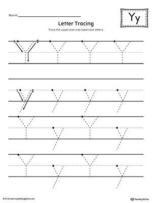 Uppercase and Lowercase Letter Y Printable Writing Mat