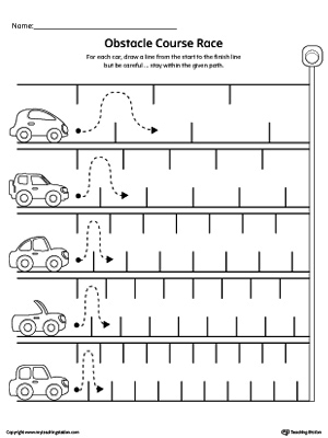 line tracing obstacle course race worksheet myteachingstationcom
