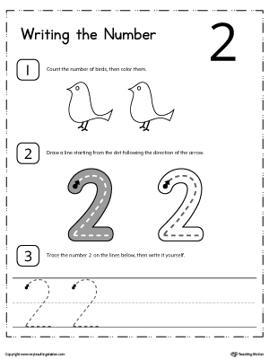 Number two writing, counting and recognition activities for children