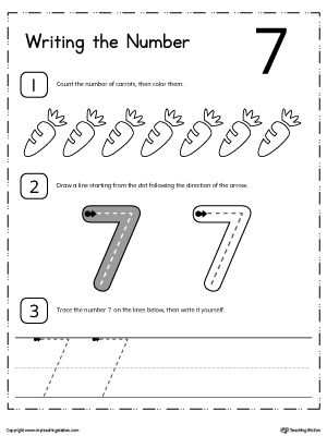 learn to count and write number 7 myteachingstationcom