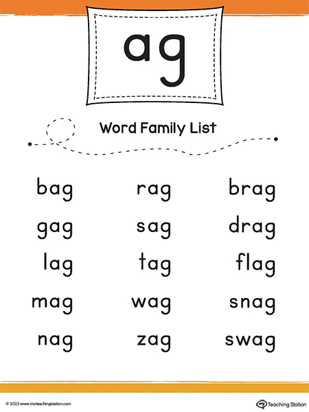 AG Word Family List Printable PDF MyTeachingStation com