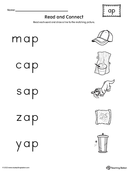  FREE AP Word Family Read And Match CVC Words To Pictures Worksheet 