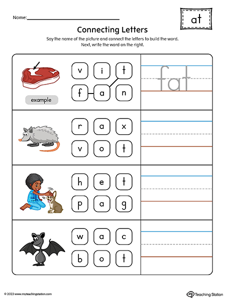 AT Word Family Build CVC Words Printable PDF MyTeachingStation