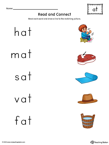 AT Word Family Read And Match CVC Words To Pictures Printable PDF MyTeachingStation