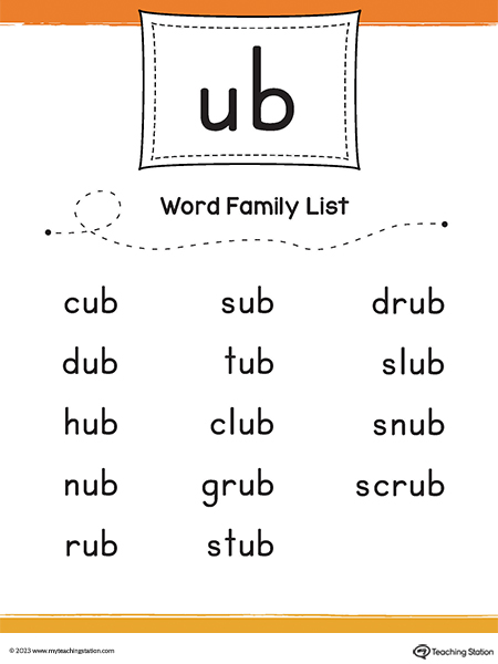 UB Word Family Match Picture To Words Printable PDF MyTeachingStation