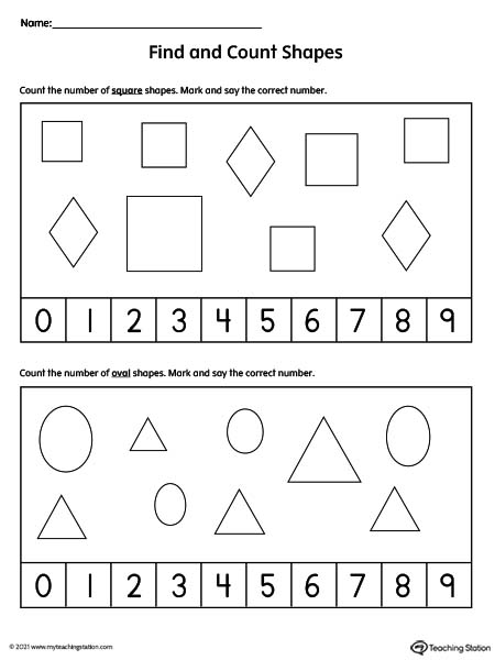 Find and Count Simple Shapes Worksheet | MyTeachingStation.com