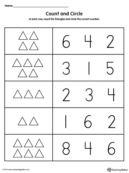 counting numbers 1 10 worksheet triangles myteachingstation com