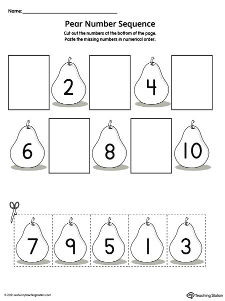 cut and paste number sequence 1 10 printable myteachingstation com