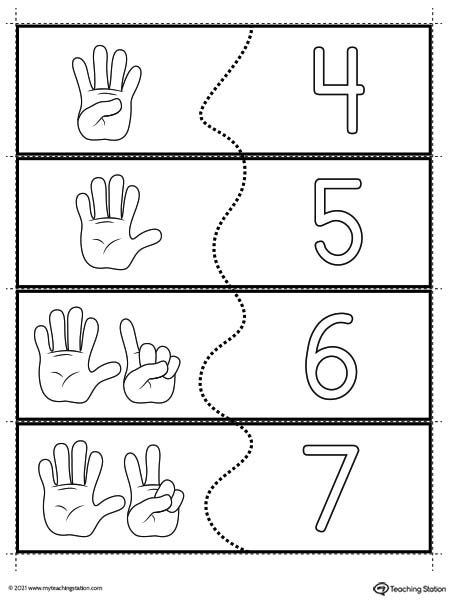 Number Finger Counting Printable Puzzle | MyTeachingStation.com