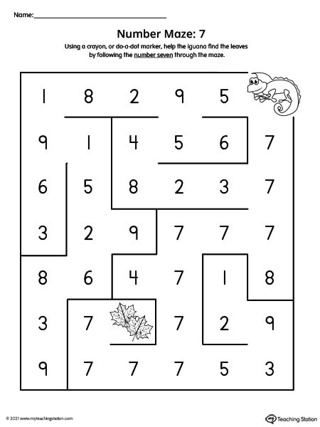 number maze printable worksheet 7 myteachingstation com