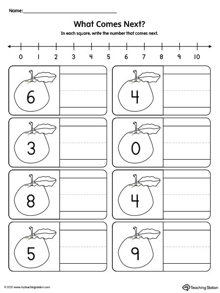 What Number Comes Next Printable Worksheet 0 10 MyTeachingStation