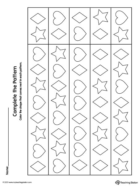 Free Printable Pattern Worksheets For First Grade