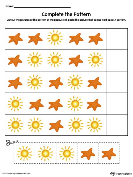 preschool complete the pattern worksheet color myteachingstation com