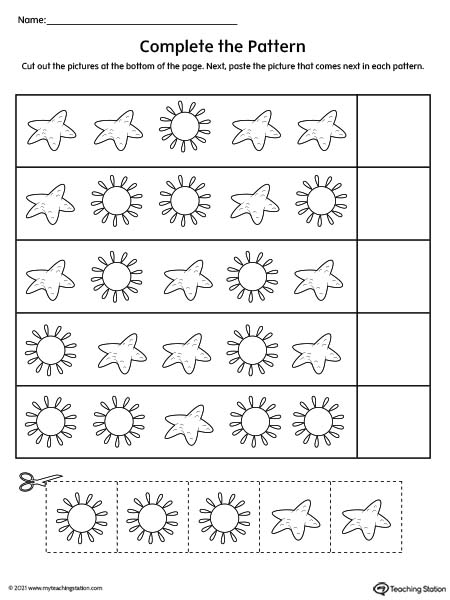 Complete the Pattern Preschool Worksheet