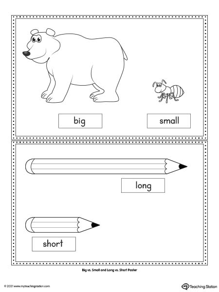 Big and Small Worksheet: Objects (Color)