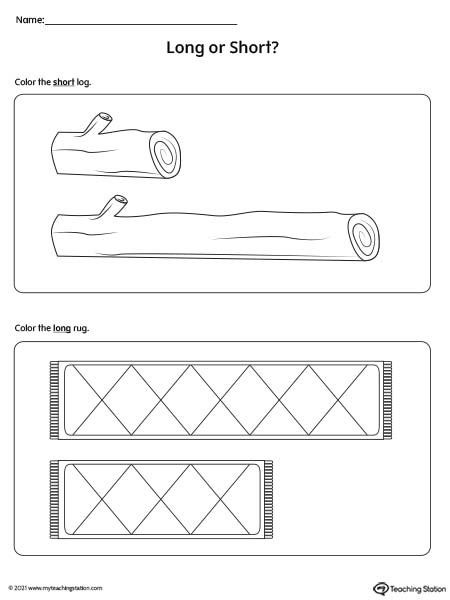 Long or Short Length Worksheet: Objects
